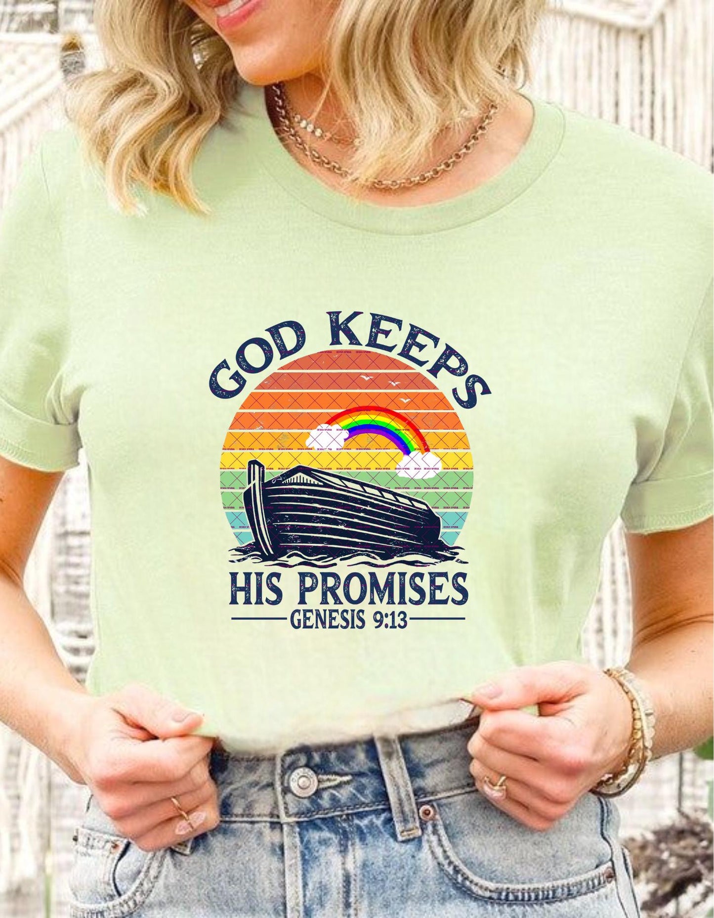 God Keeps His Promises, Noah's Ark Rainbow Genesis 9:13 Bible Verse Christian Shirt Png,Jesus Png