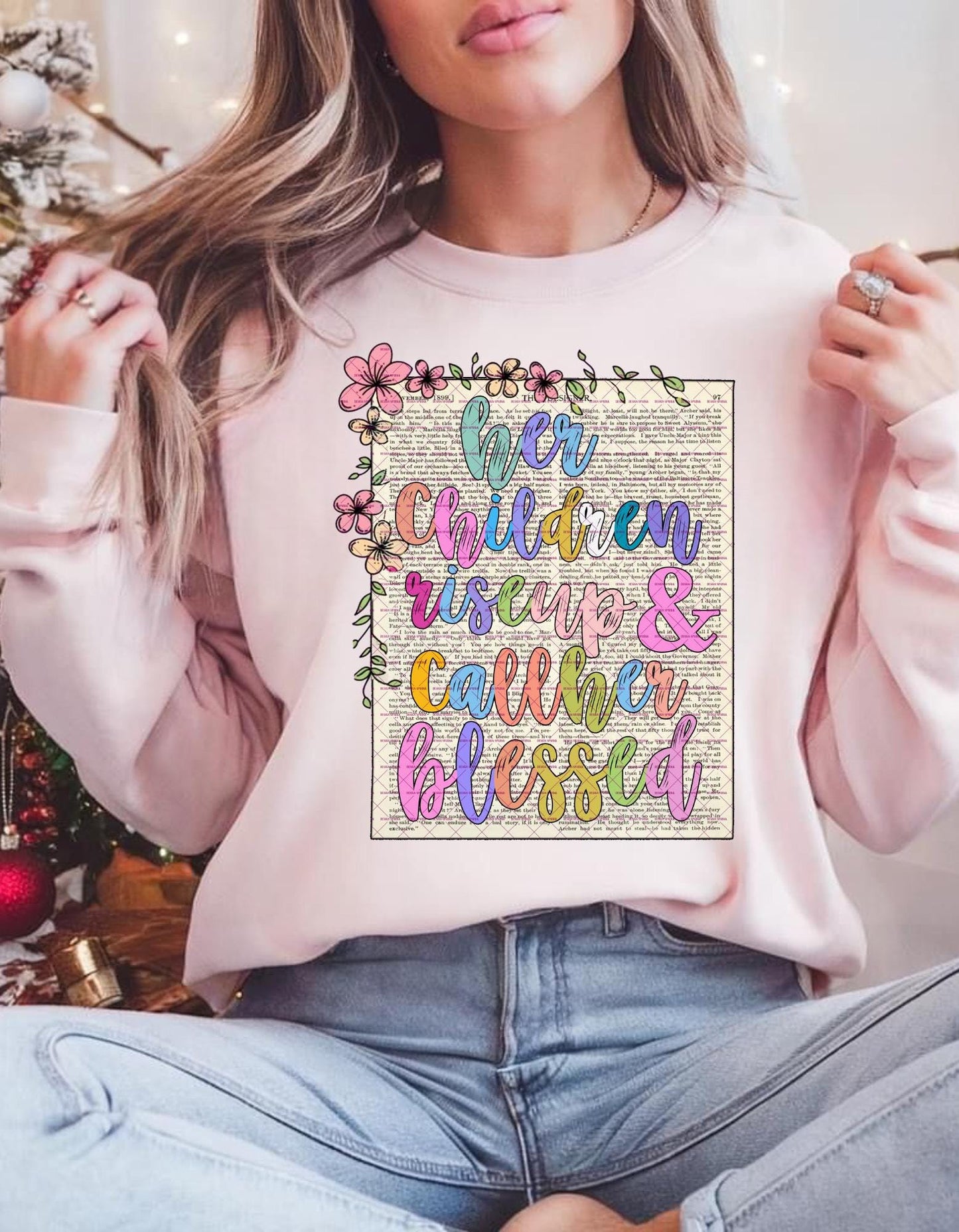 Christian Mom Bible Verse SVG, Her Children Rise Up And Call Her Blessed PNG, Mother's Day Png Floral