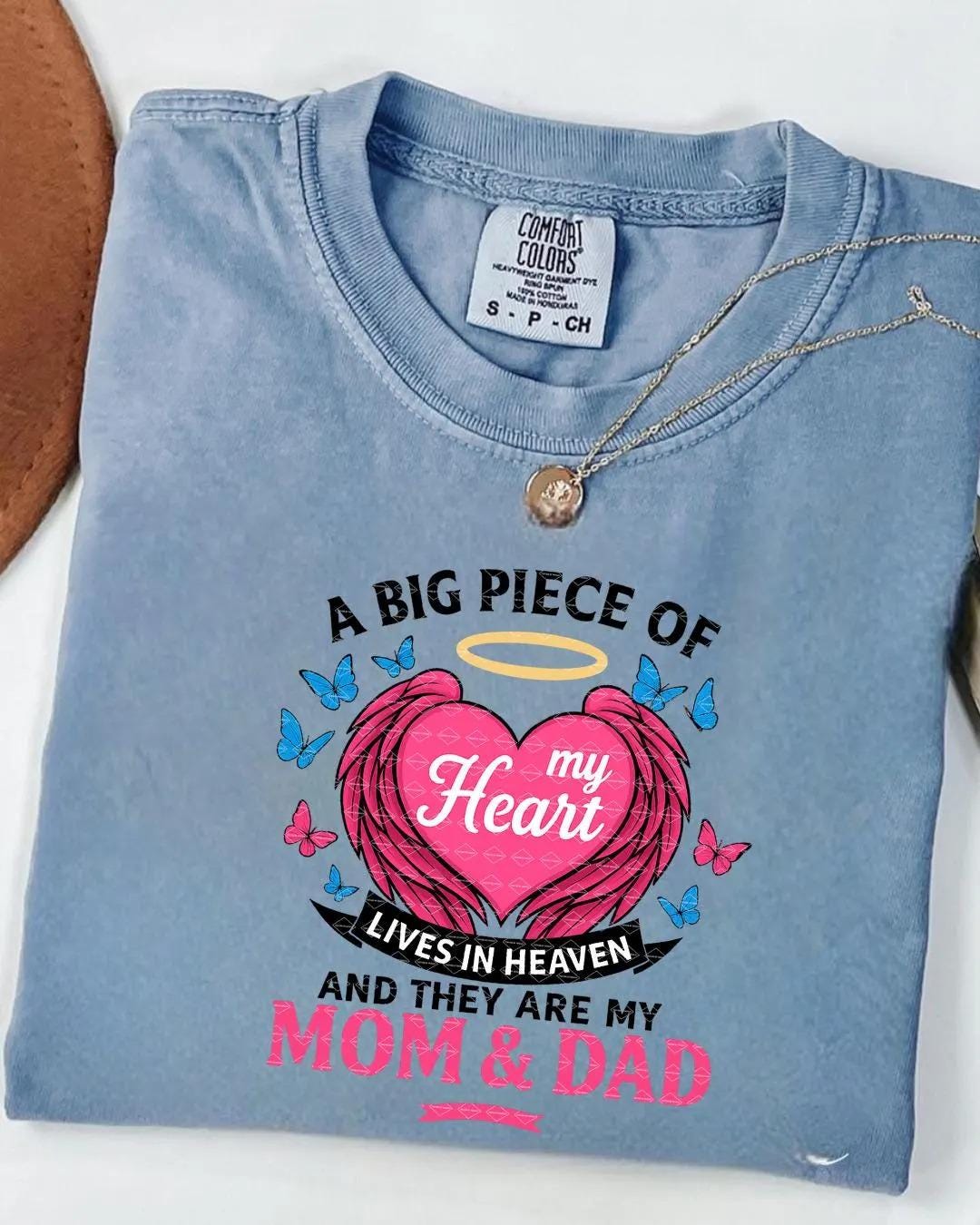 Memorial T-Shirt Design,A Big Piece of My Heart Lives in Heaven Mom & Dad Png, Heaven Mom Dad Shirt Sublimation design, RIP Mom and Dad Png