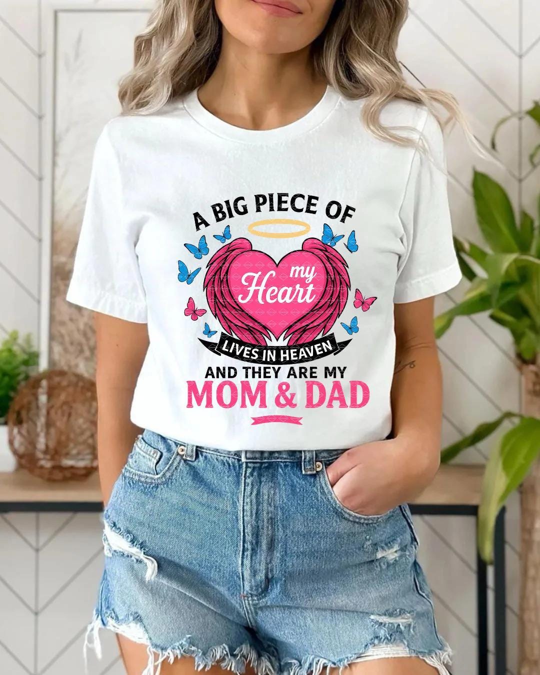 Memorial T-Shirt Design,A Big Piece of My Heart Lives in Heaven Mom & Dad Png, Heaven Mom Dad Shirt Sublimation design, RIP Mom and Dad Png