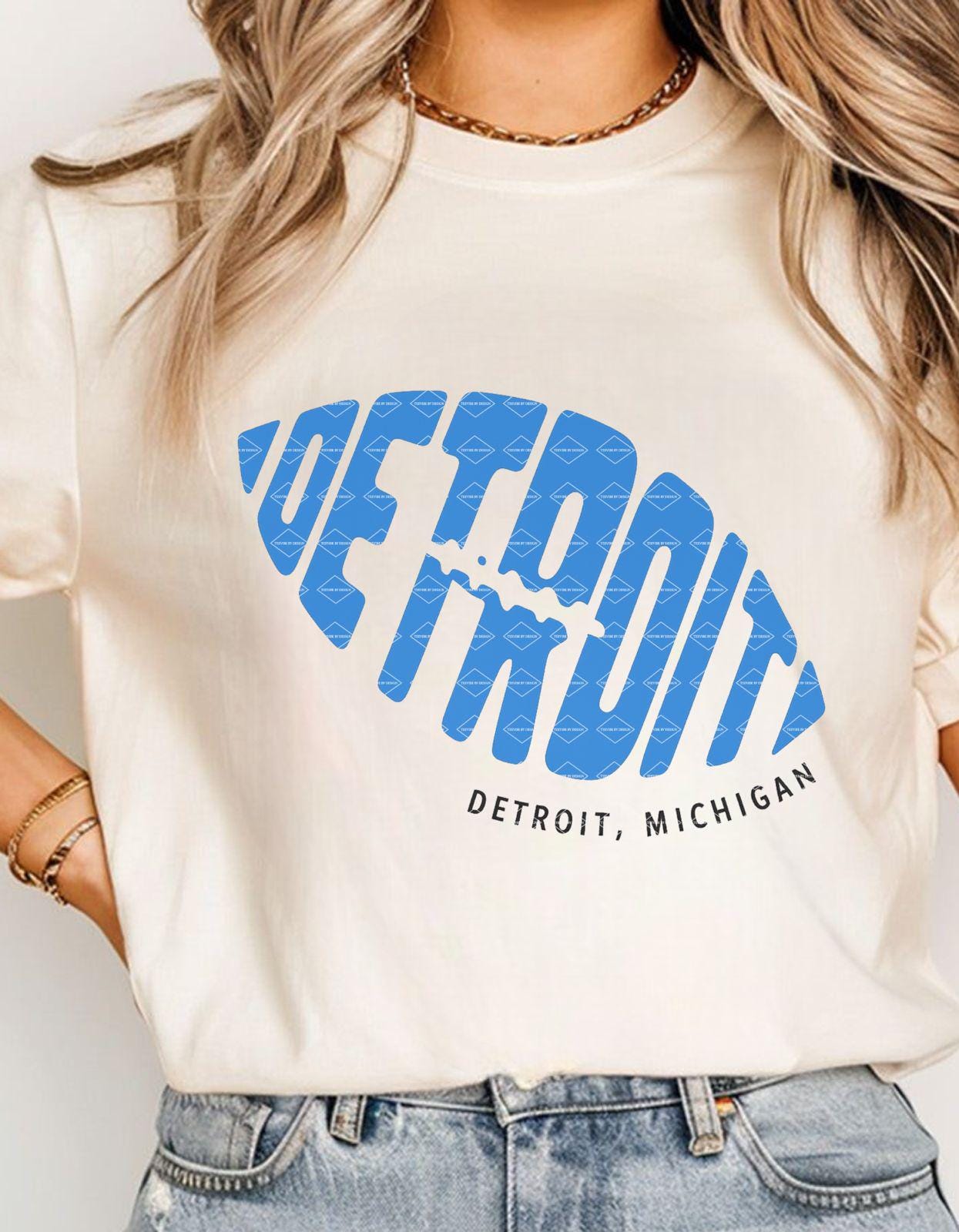 Detroit Football T-Shirt PNG Michigan Sports Fan Gift Game Day Graphic design Shirt for Football Lovers PNG