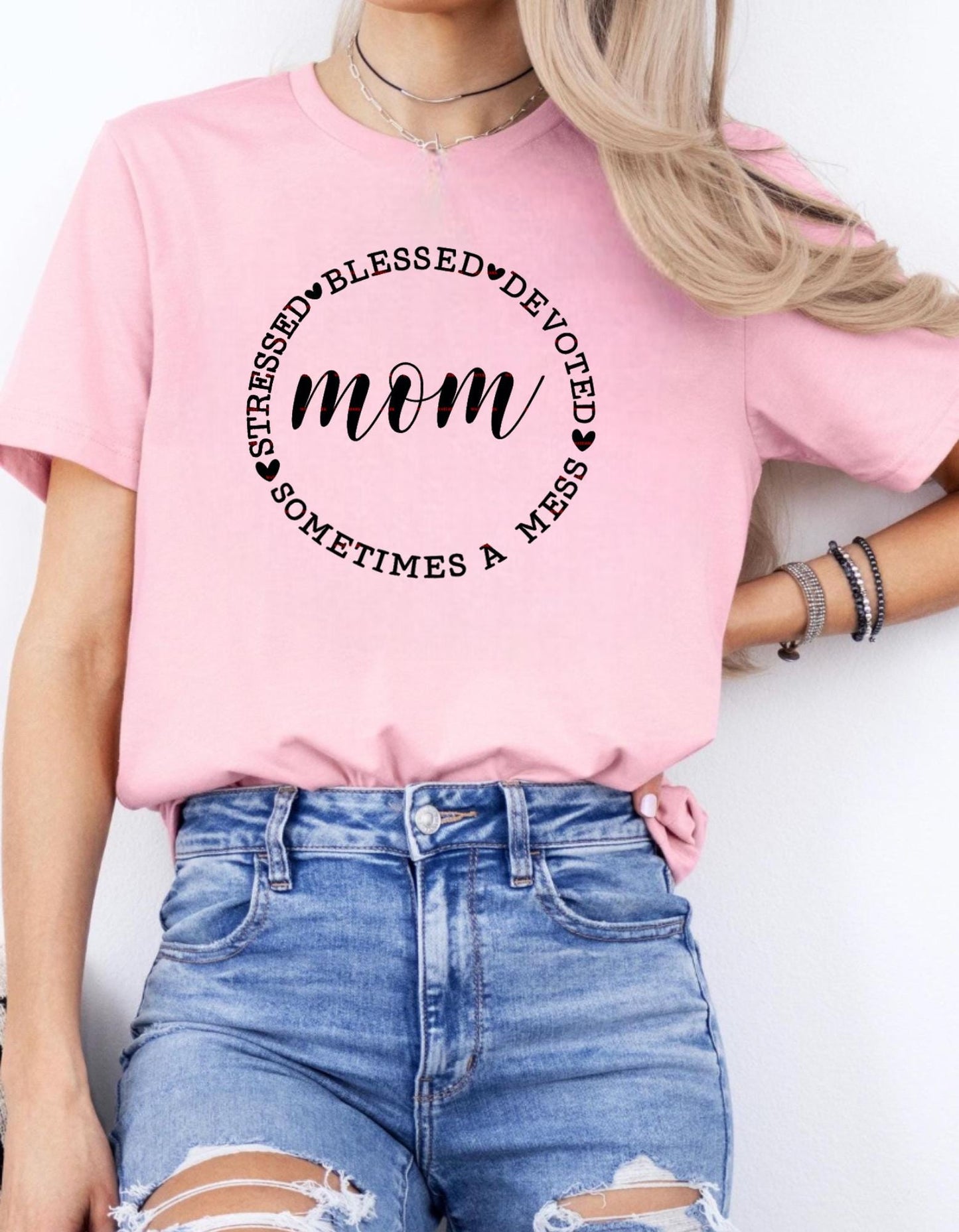 Stressed Blessed Devoted Mom PNG, Motherhood Quote Design, Mom Life Shirt Sublimation, Funny Mom Clipart, Mother’s Day Gift, Gift for mom