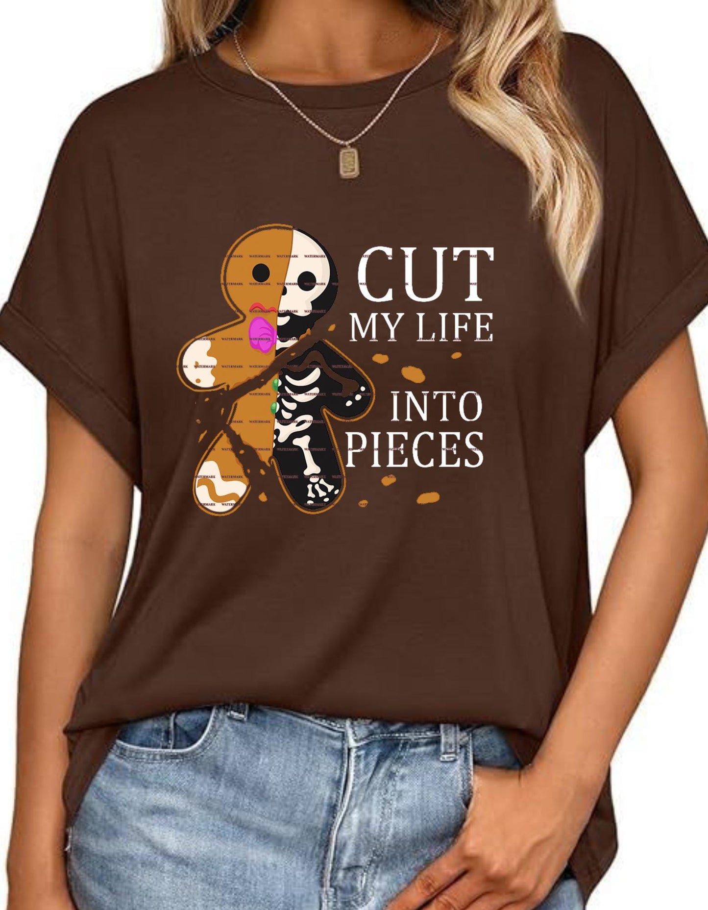 Cut My Life Into Pieces Gingerbread Man PNG, Funny Christmas Skeleton Cookie, Dark Humor Xmas Shirt Design, Sarcastic quote shirt, Girls Png
