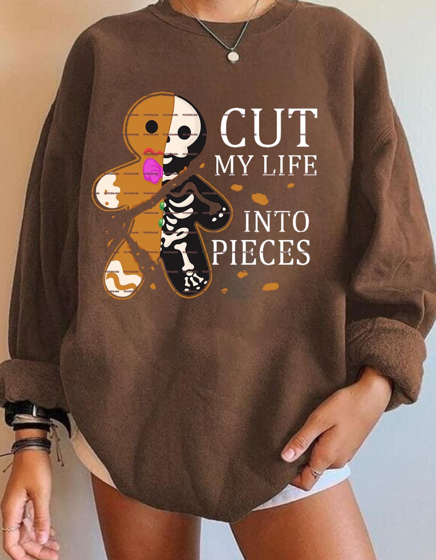 Cut My Life Into Pieces Gingerbread Man PNG, Funny Christmas Skeleton Cookie, Dark Humor Xmas Shirt Design, Sarcastic quote shirt, Girls Png