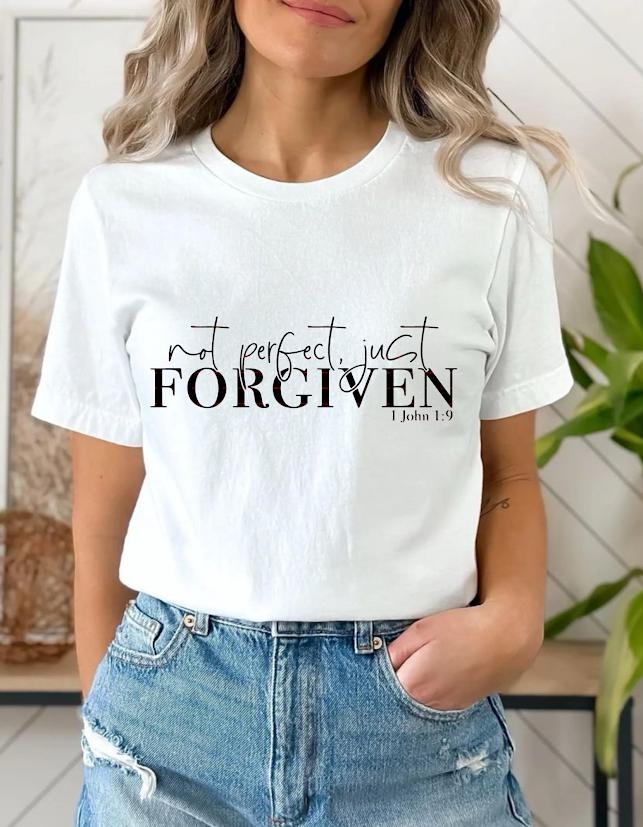 Not Perfect Just Forgiven Christian Shirt Svg file, Scripture Design, Bible Verse 1 John 1:9 Tee, Faith Quote SVG PNG, Religious Jesus Shirt