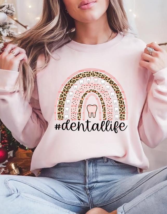 Dental Life Rainbow PNG, Leopard Print Tooth Sublimation Design, Dentist Hygienist Shirt PNG, Cute Tooth Rainbow Gift for Dentist husband