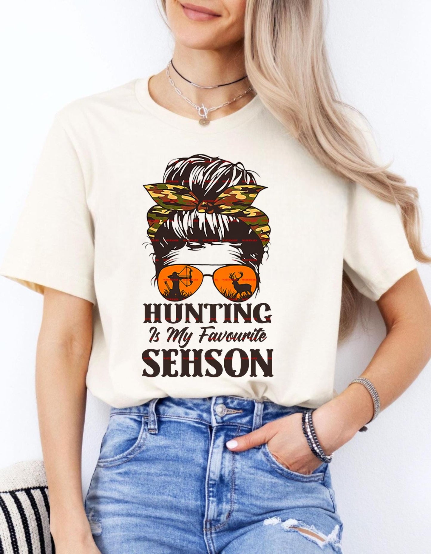 Hunting is my favourite season shirt Png file, Bow Hunter Girl Camo Sublimation Design, Deer Hunt Lover Graphic, Country Hunting Shirt PNG