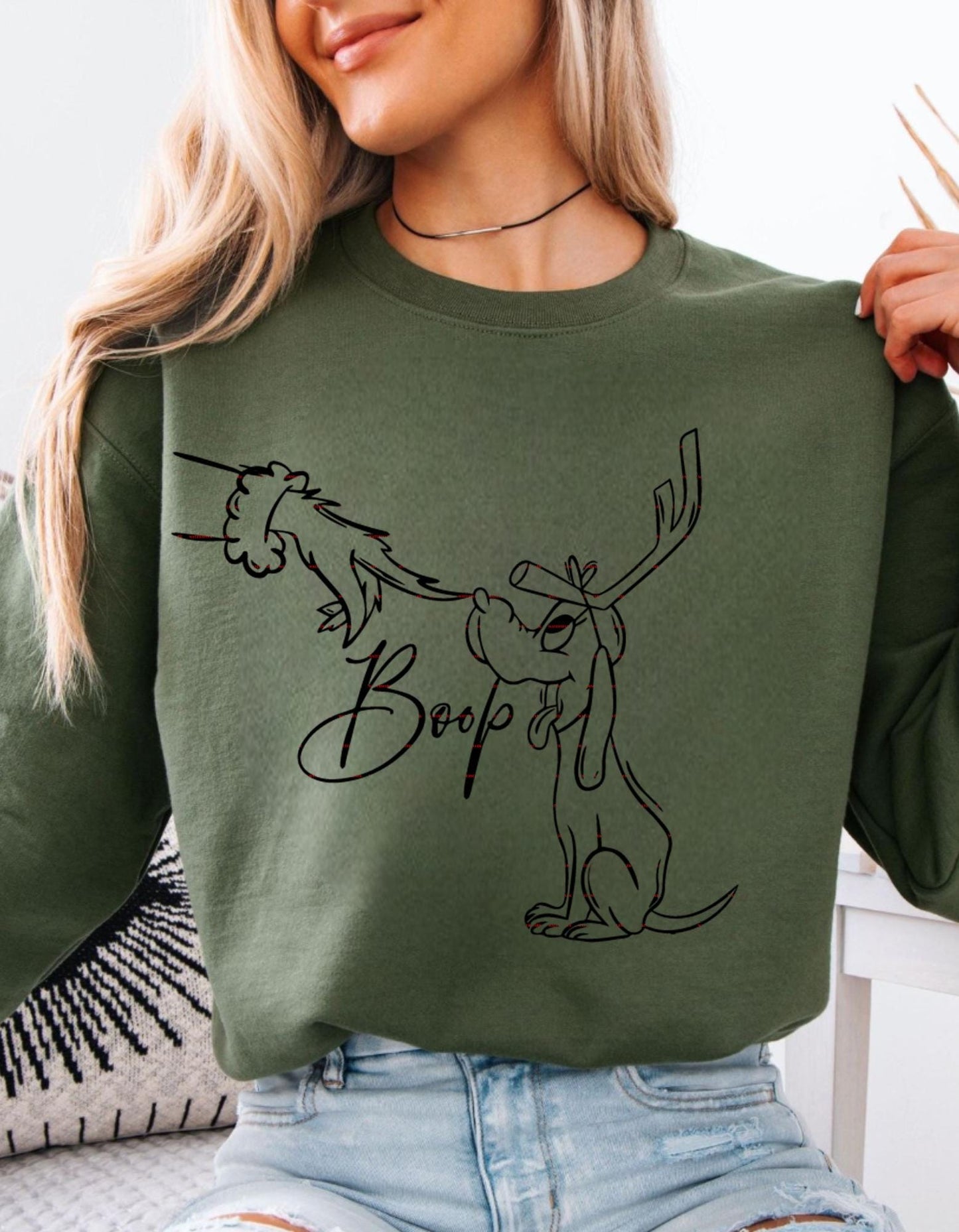 Cute Christmas Dog Boop Nose Design, Reindeer Antler Puppy and Santa Hand Line Art, Funny Holiday Sketch Style Sublimation for Shirts & Gift