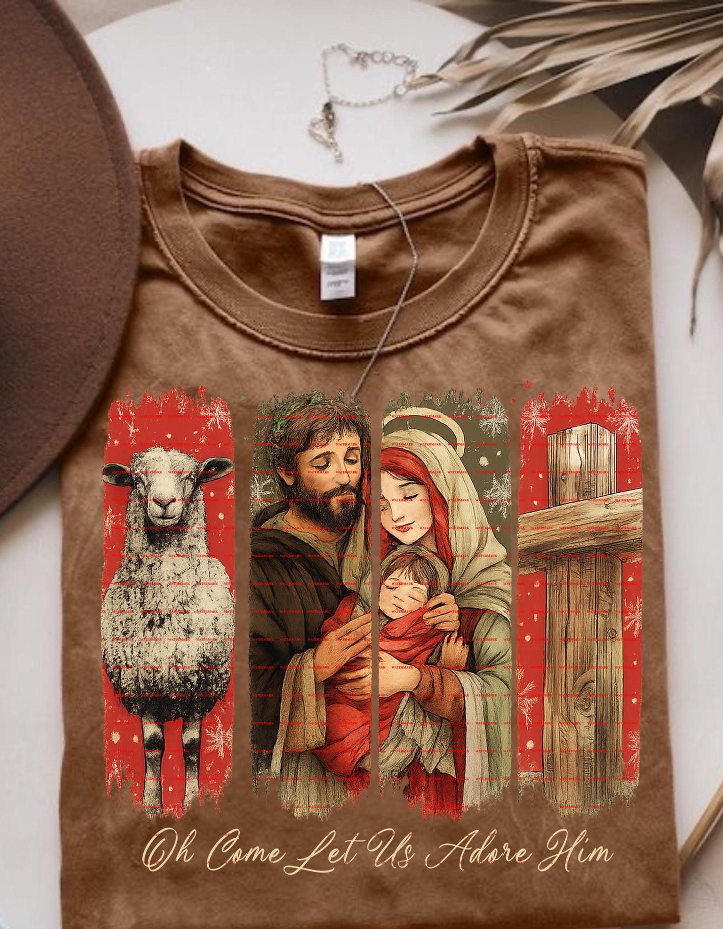 Jesus Png, Come Let Us Adore Him Design,Nativity Scene PNG, Holy Png Family Clipart, Christian Sweatshirt Sublimation,Faith based Png