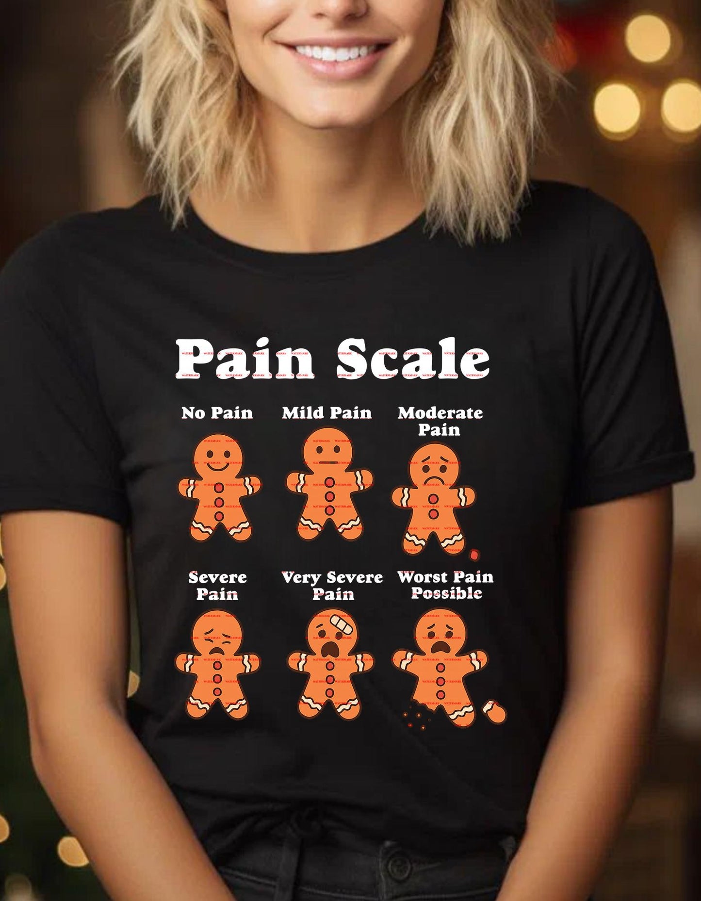 Funny Gingerbread Man Pain Scale Shirt design, Holiday Injury Humor Tee, Christmas Baking Pun Sweatshirt, Festive Cookie Lover Gift Idea