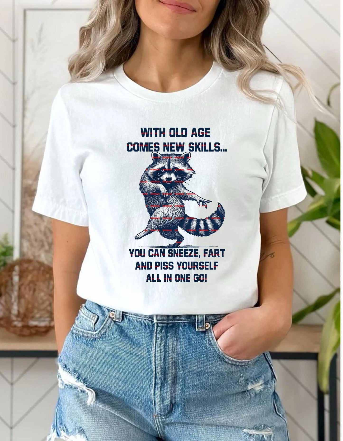Funny Raccoon Old Age Quote PNG, Adult Humor Mug Design, With Old Age Comes New Skill Png, Sarcastic Sneeze Fart Joke Sublimation, Girls png