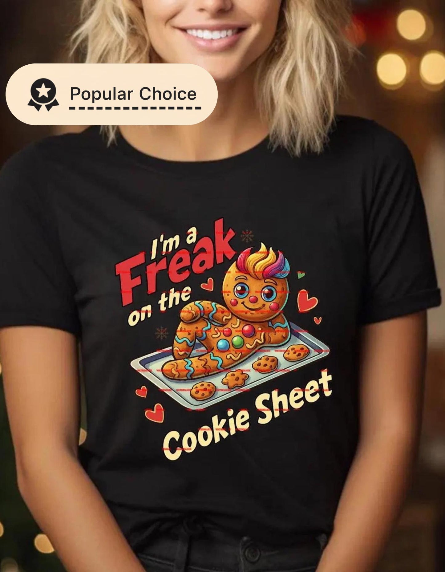 Funny Gingerbread Christmas Shirt design, I’m a Freak on the Cookie Sheet Holiday Baking Humor Tee Cute Gingerbread Man Cookie Lover Gift