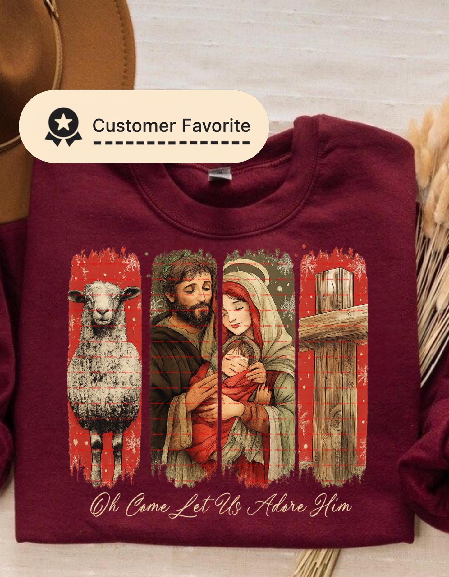 Jesus Png, Come Let Us Adore Him Design,Nativity Scene PNG, Holy Png Family Clipart, Christian Sweatshirt Sublimation,Faith based Png