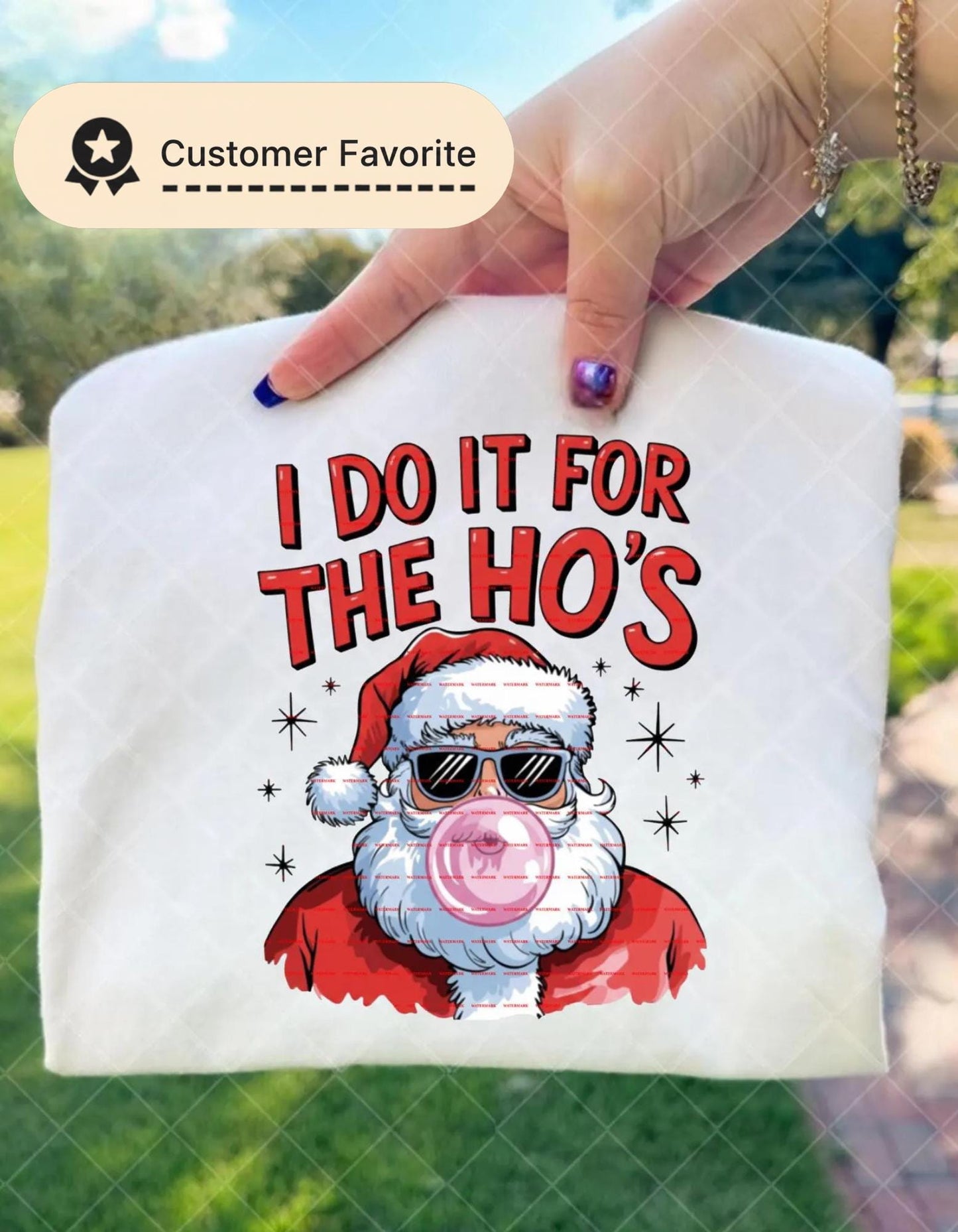 Funny Cool Santa Christmas Shirt design, I Do It For The Ho’s Bubblegum Santa Tee Png, Retro Santa Humor Holiday Gift, Adult Png file