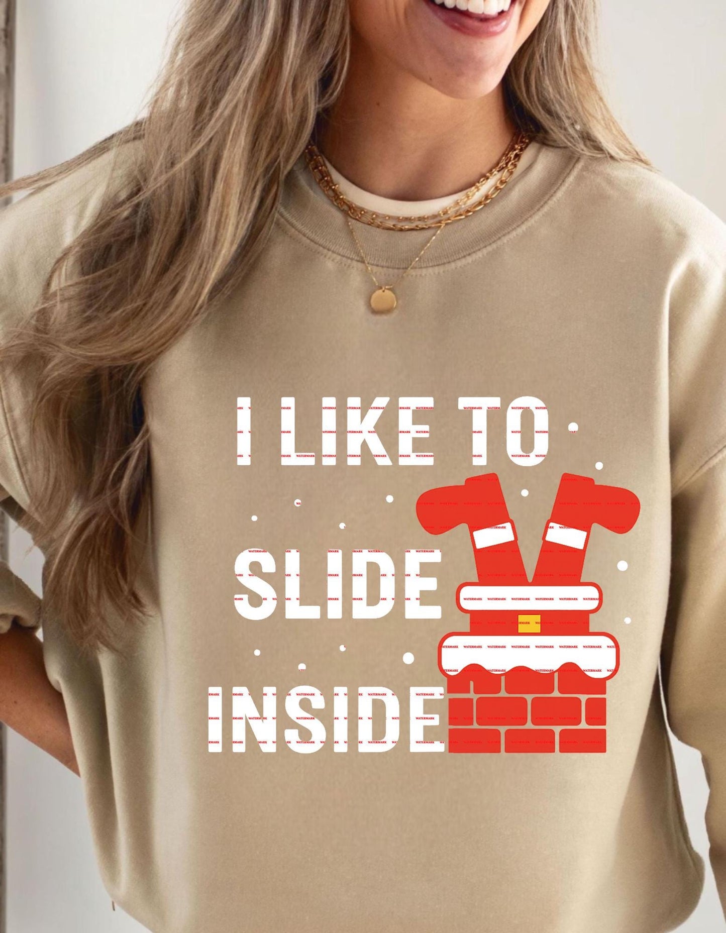 Funny Santa Chimney Shirt Design I Like to Slide Inside Christmas Humor Tee Naughty Santa Printable Digital File Santa Stuck in Chimney PNG
