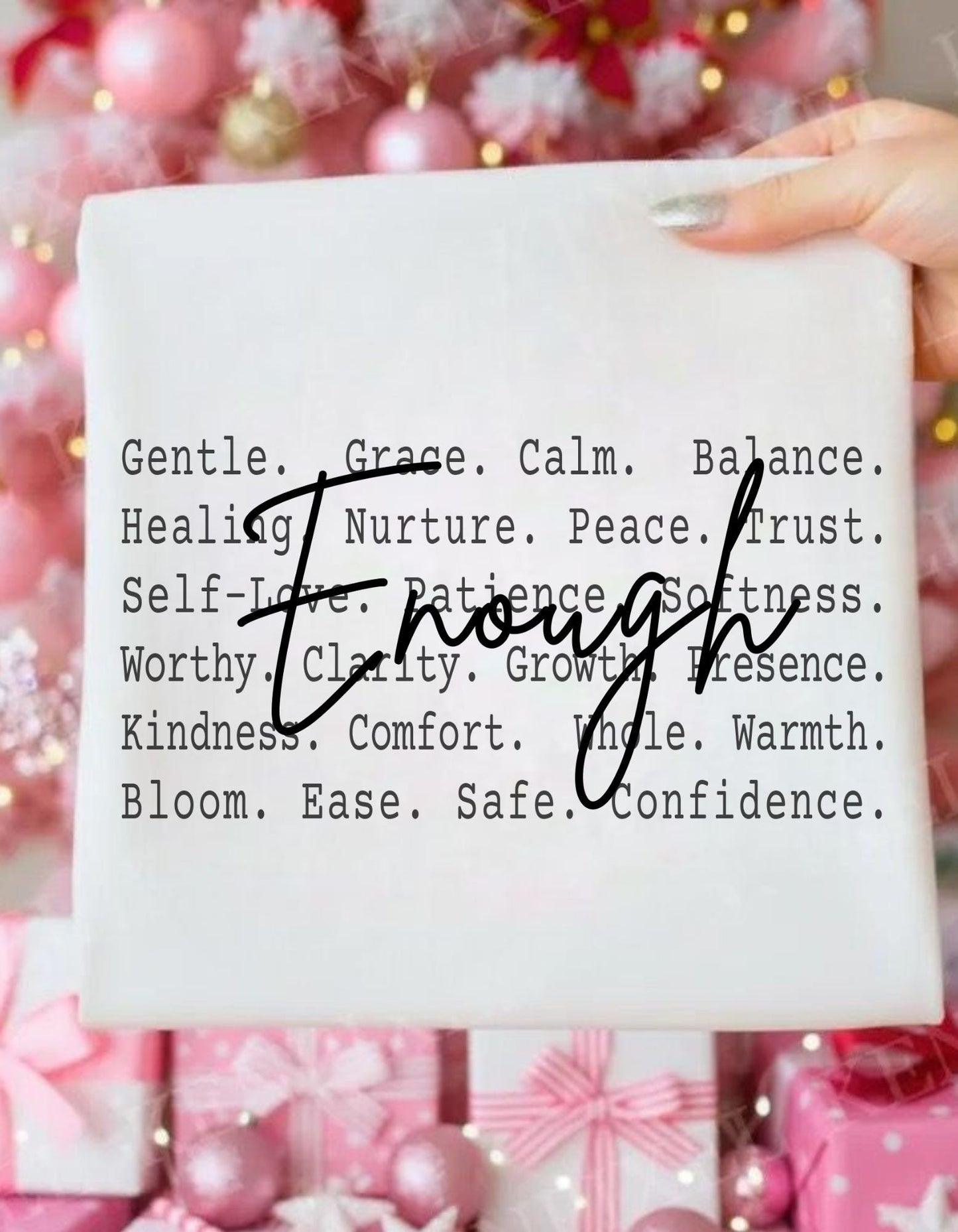 Enough Aesthetic Text Shirt file, Self Worth Healing Words Tee, Gentle Reminder Minimal Quote Design, Mental Health Comfort Shirt design png