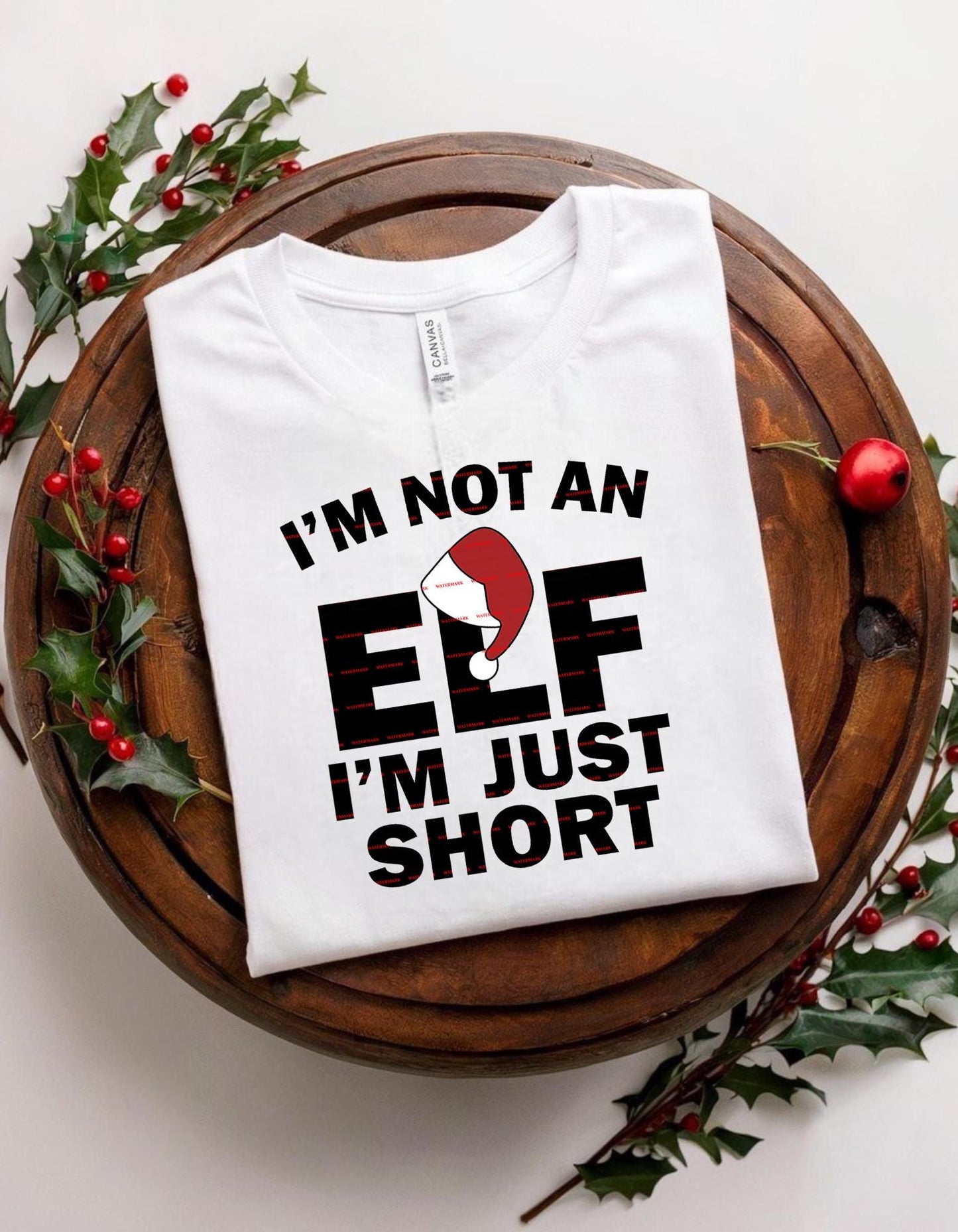 I’m Not an Elf I’m Just Short Shirt design, Funny Christmas Humor Tee shirt file, Short People Holiday Shirt, Cute Elf Hat Xmas Gift Top