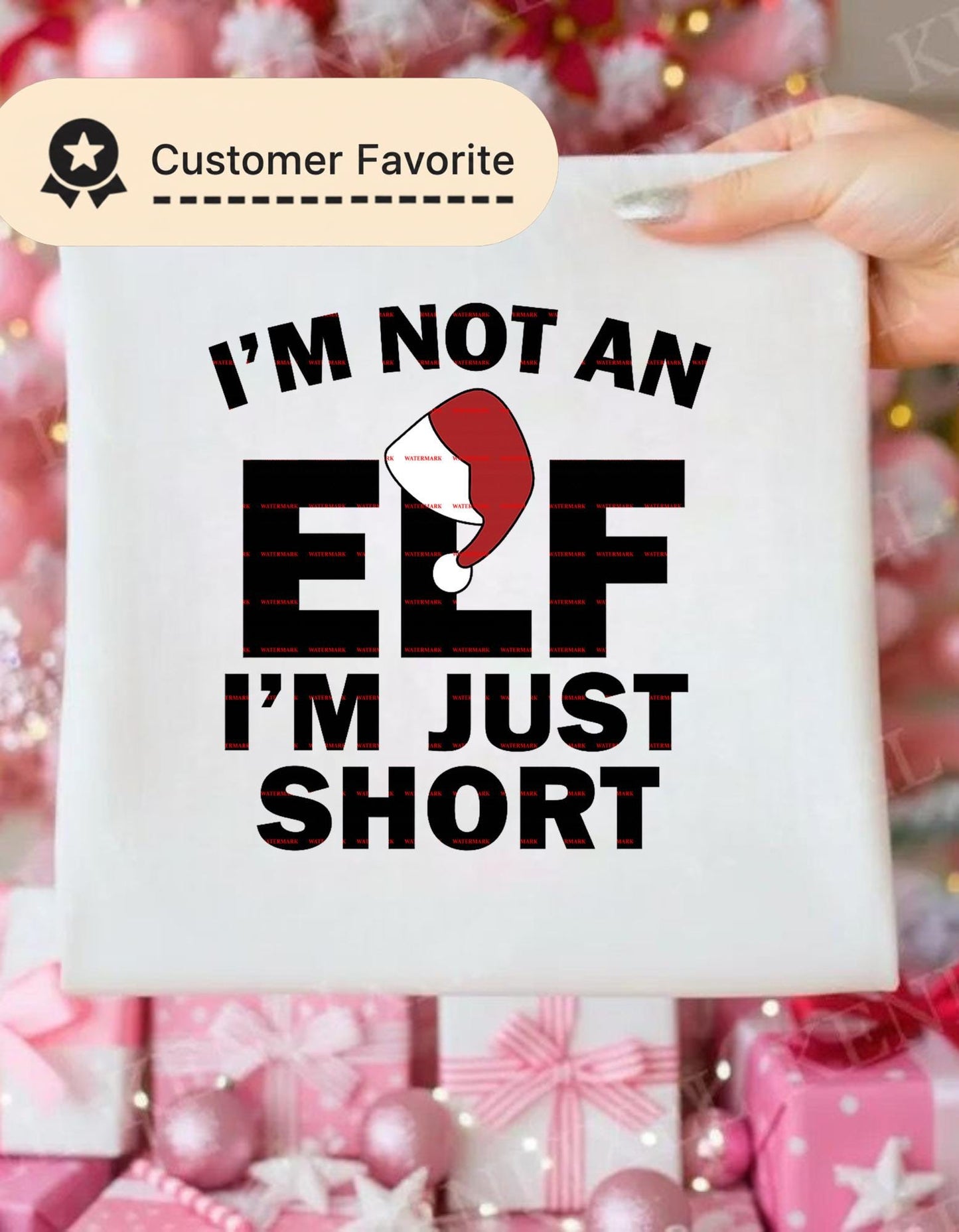 I’m Not an Elf I’m Just Short Shirt design, Funny Christmas Humor Tee shirt file, Short People Holiday Shirt, Cute Elf Hat Xmas Gift Top