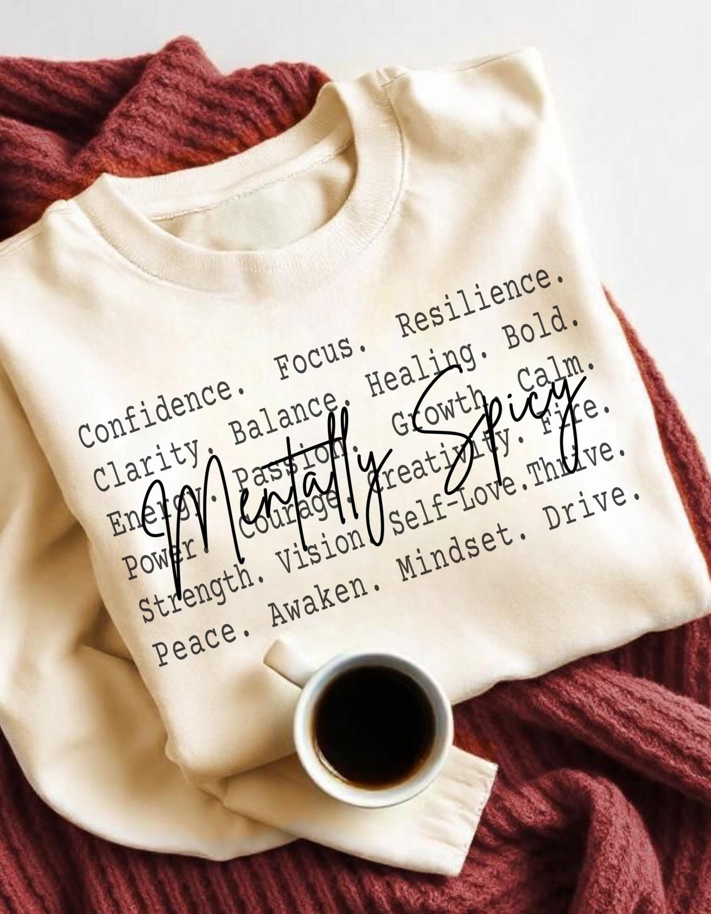 Mentally Spicy Text shirt design, Bold Mindset Motivation Tee, Confidence Energy Word Design, Aesthetic Mental Strength Quote Shirt Size png