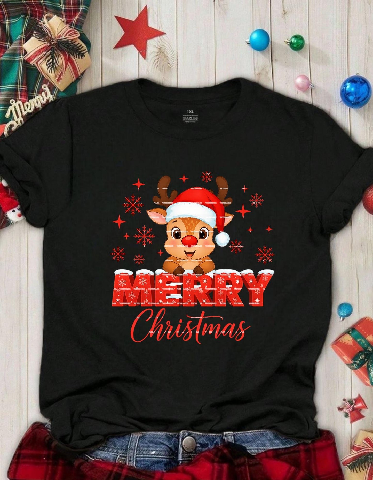 Cute Reindeer Merry Christmas Shirt design, Kids Christmas Tee, Holiday Rudolph Design, Festive Xmas Graphic, Winter Season T-Shirt ideas