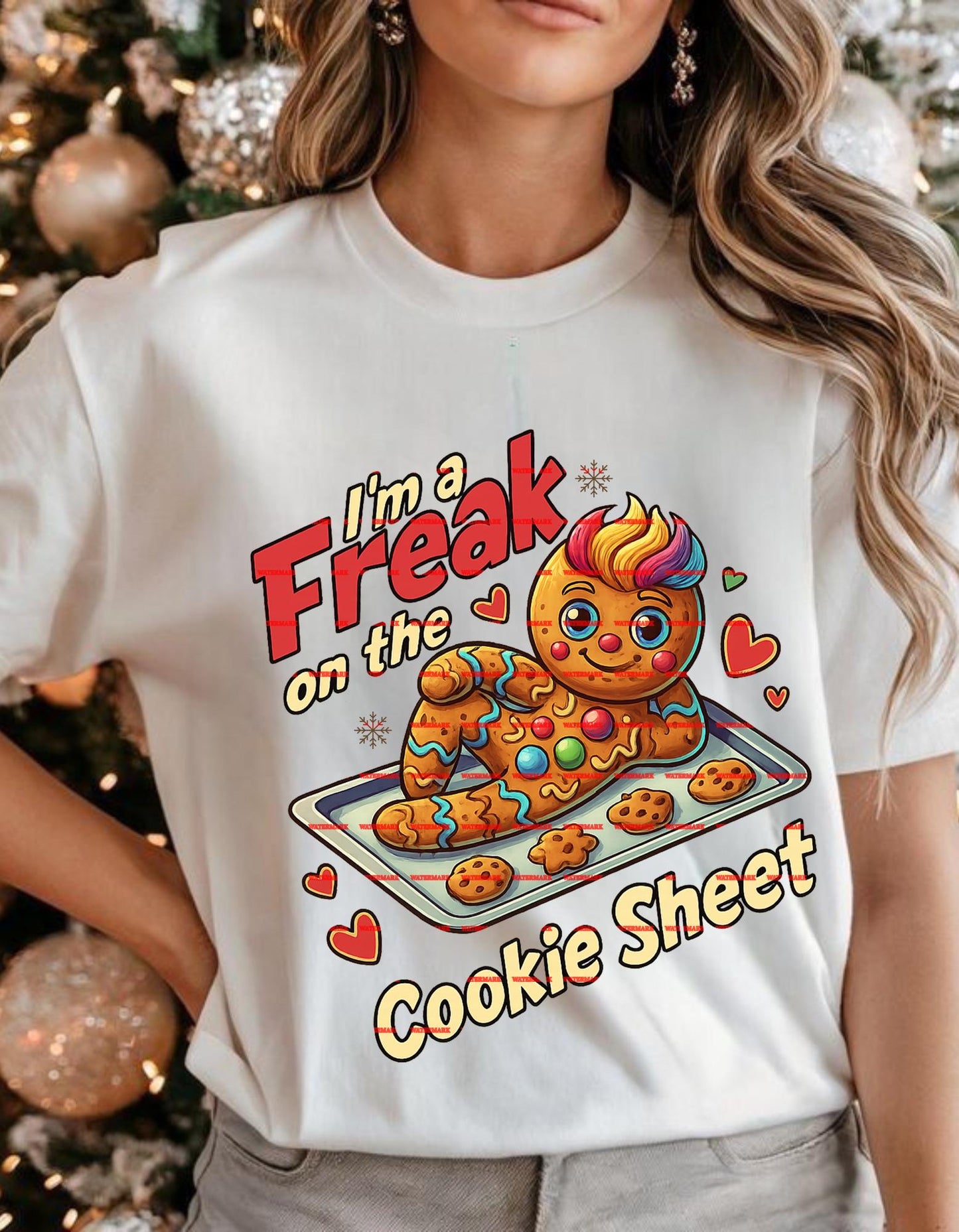 Funny Gingerbread Christmas Shirt design, I’m a Freak on the Cookie Sheet Holiday Baking Humor Tee Cute Gingerbread Man Cookie Lover Gift