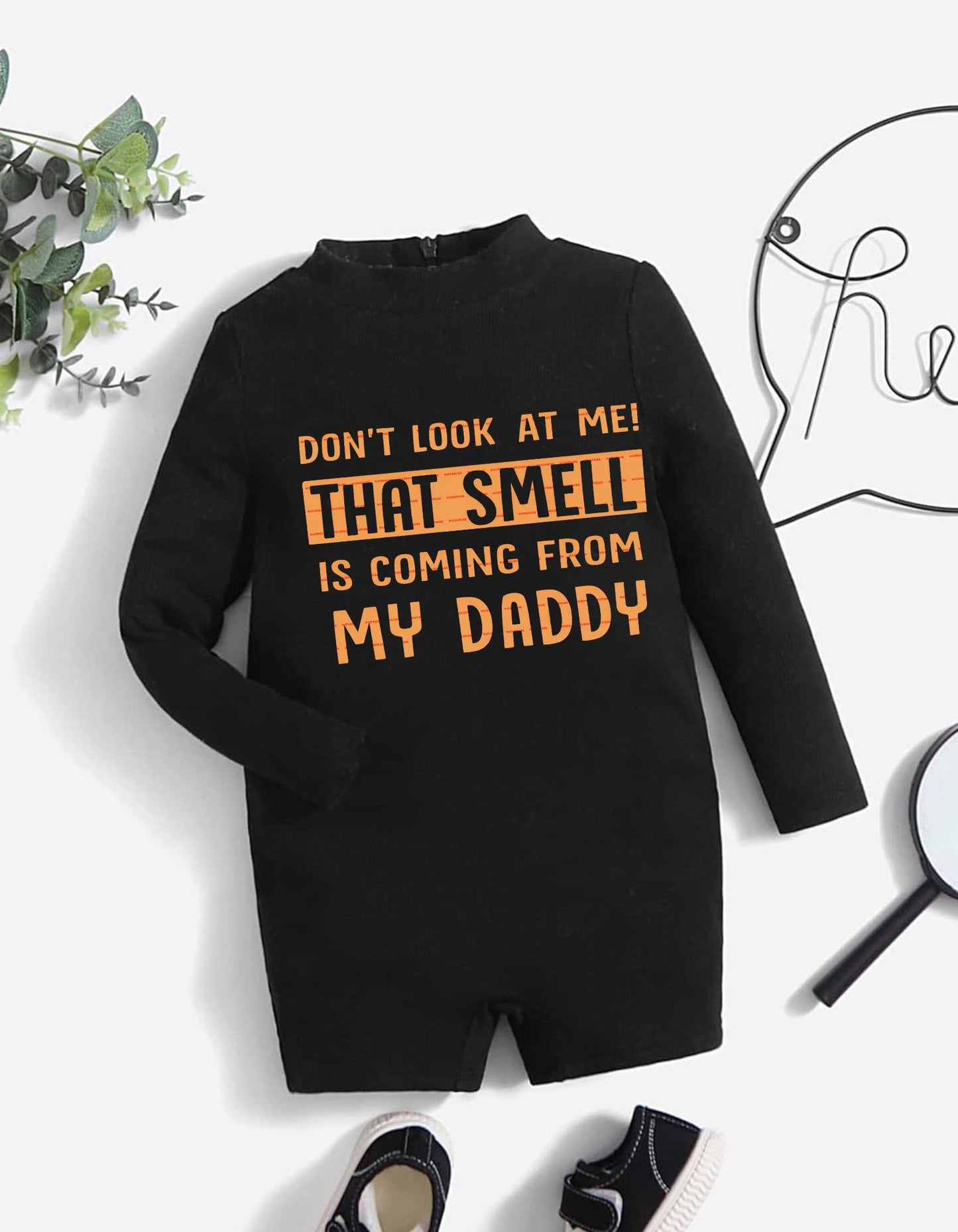 Funny Baby Onesie Daddy Joke design, Dont Look at Me That Smell Is From My Daddy, Humor Baby Bodysuit Gift, Baby rhomper design, Newborn png