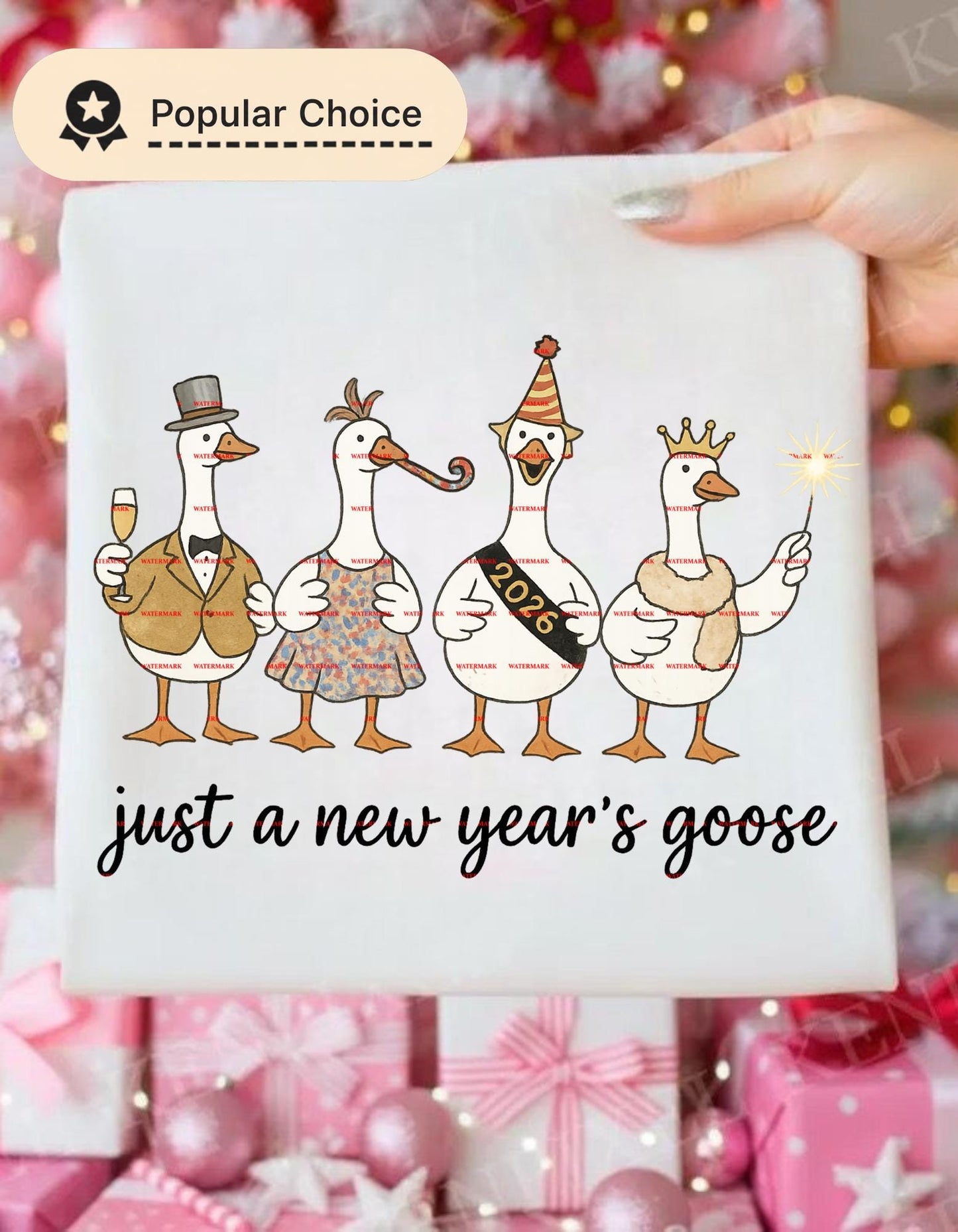 Funny New Year Goose Shirt, New Year’s Eve Party Tee, Cute Goose New Year Top, Holiday Humor Shirt, 2025 New Year Animal Graphic Tee