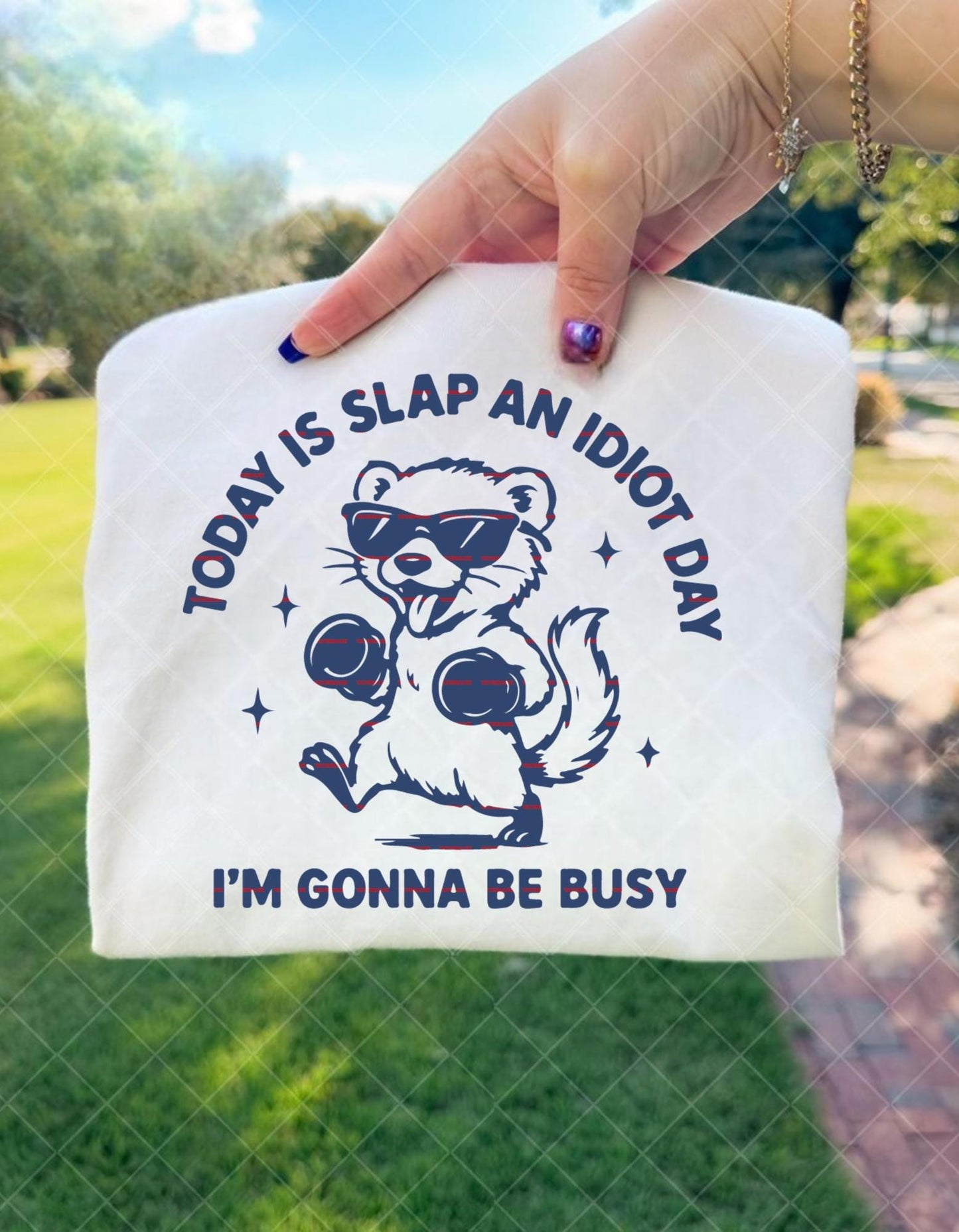 Today Is Slap An Idiot Day Funny Animal Shirt, Sassy Raccoon Meme Design, Sarcastic Humor Quote, Retro Cartoon Graphic, Funny gift ideas Png