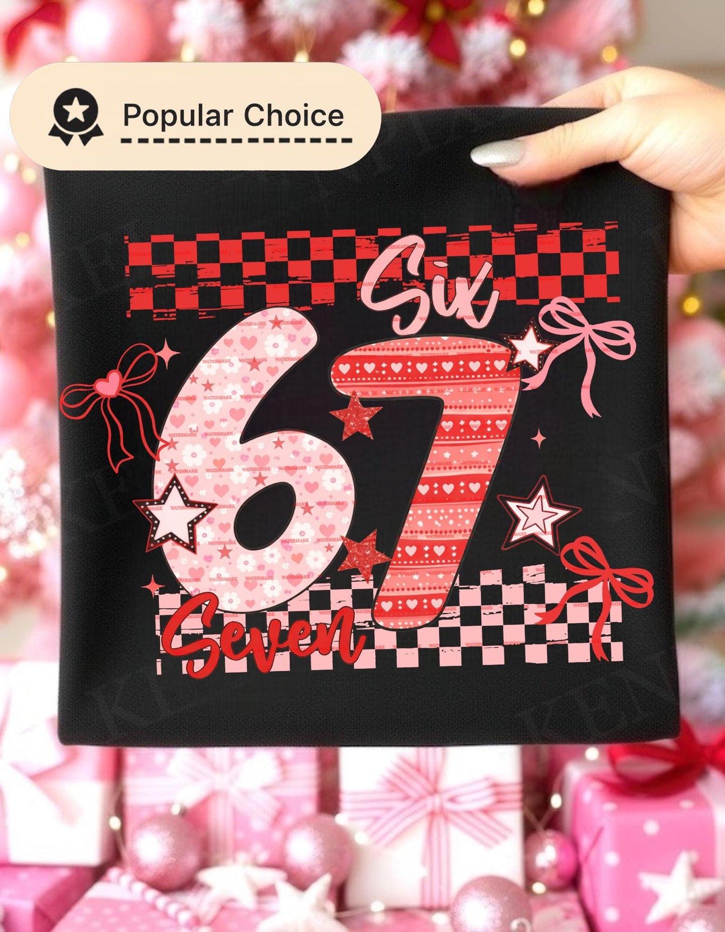 Coquette Valentine 67 PNG, Six Seven Number Design, Pink Red Hearts Bow Clipart, Valentine Sublimation, Trendy Aesthetic PNG for valentine