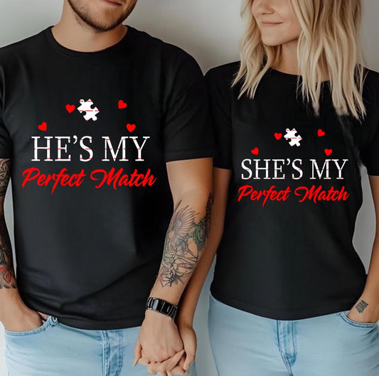 Couple Puzzle Valentine Design, Shes My Perfect Match Hes My Perfect Match PNG,  Matching Love Shirts, Newlywed Valentine