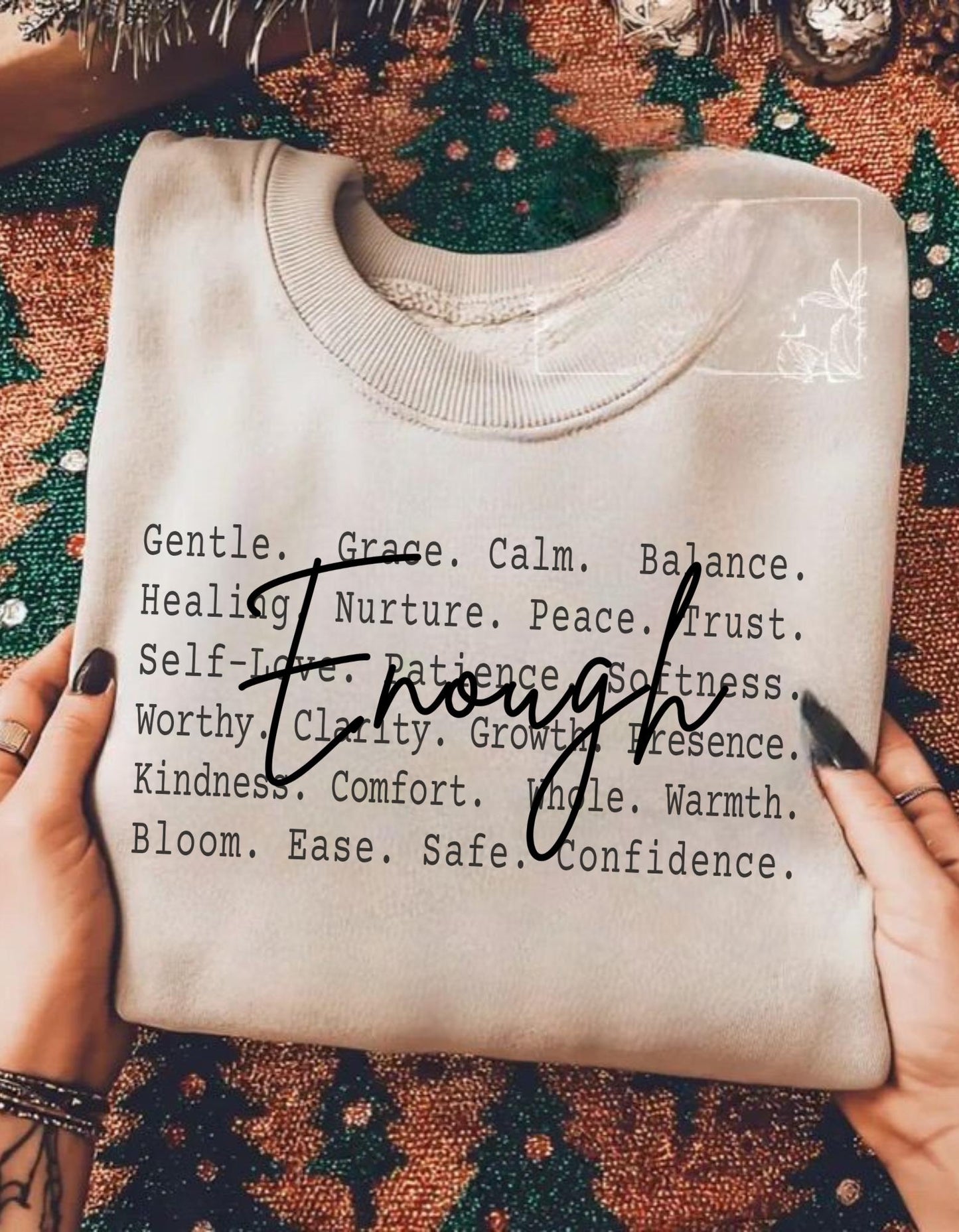 Enough Aesthetic Text Shirt file, Self Worth Healing Words Tee, Gentle Reminder Minimal Quote Design, Mental Health Comfort Shirt design png