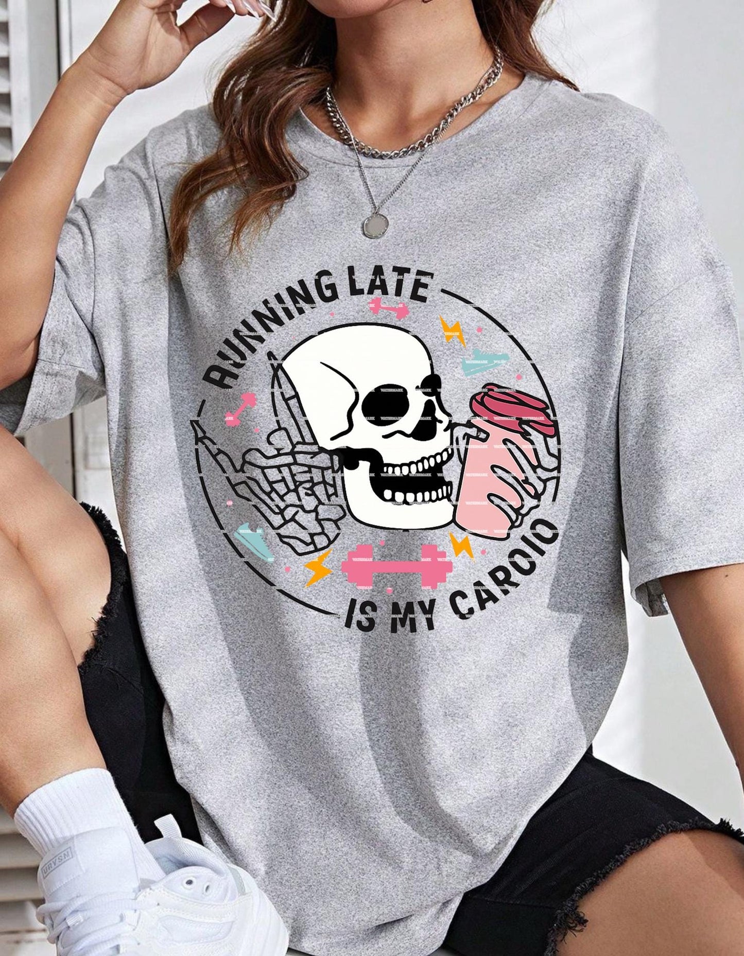 Running Late Is My Cardio PNG, Funny Workout Quote Design, Skeleton Gym Shirt PNG, Sarcastic Fitness Saying, Sublimation PNG, Office shirt