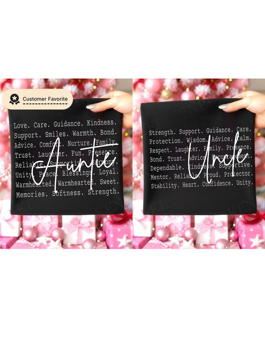 Auntie & Uncle Definition PNG, Gift Idea Auntie Uncle Png, Aunt Uncle Appreciation, Caring Supportive Family Words