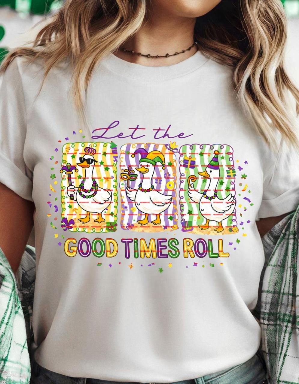 Let the Good Times Roll PNG, Mardi Gras Goose Design, Funny Goose Sublimation, Carnival Party PNG, Louisiana Png Mardi Gras Shirt Design