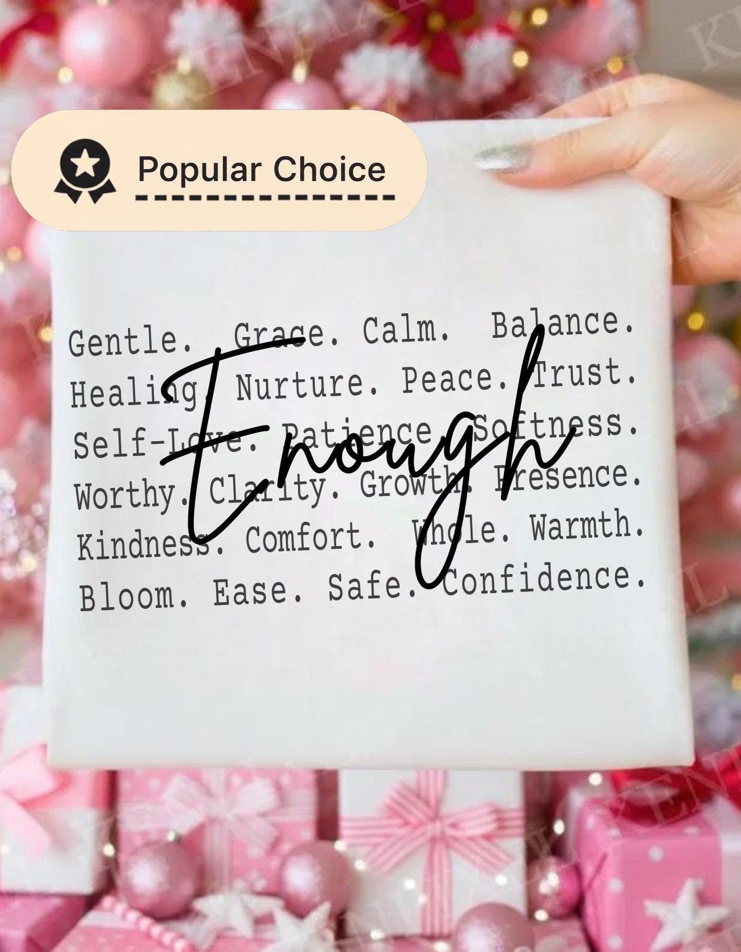 Enough Aesthetic Text Shirt file, Self Worth Healing Words Tee, Gentle Reminder Minimal Quote Design, Mental Health Comfort Shirt design png