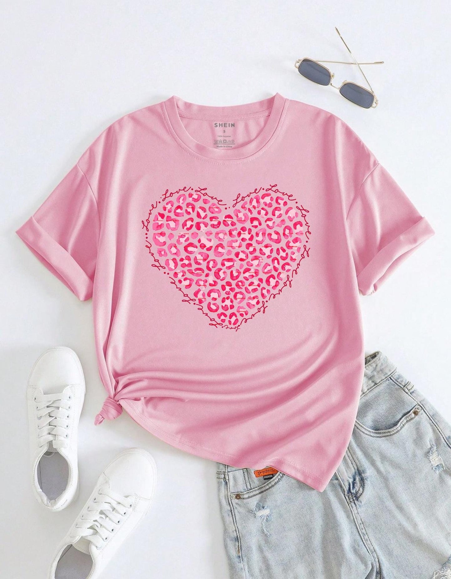 Pink Leopard Heart Shirt design Png file, Love Graphic for Women, Valentine’s Day Shirt, Cute Leopard Print Heart, Romantic Casual Apparel
