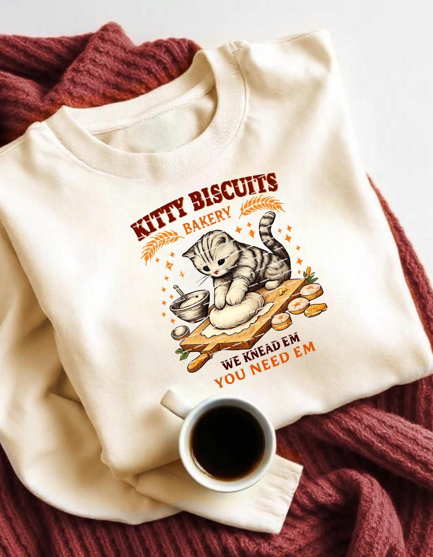Kitty Biscuits Bakery Shirt design Png, Cute Baking Cat Shirt Png, We Knead Em You Need Em Tee, Cat Baker Graphic, Funny Baking Pun Shirt