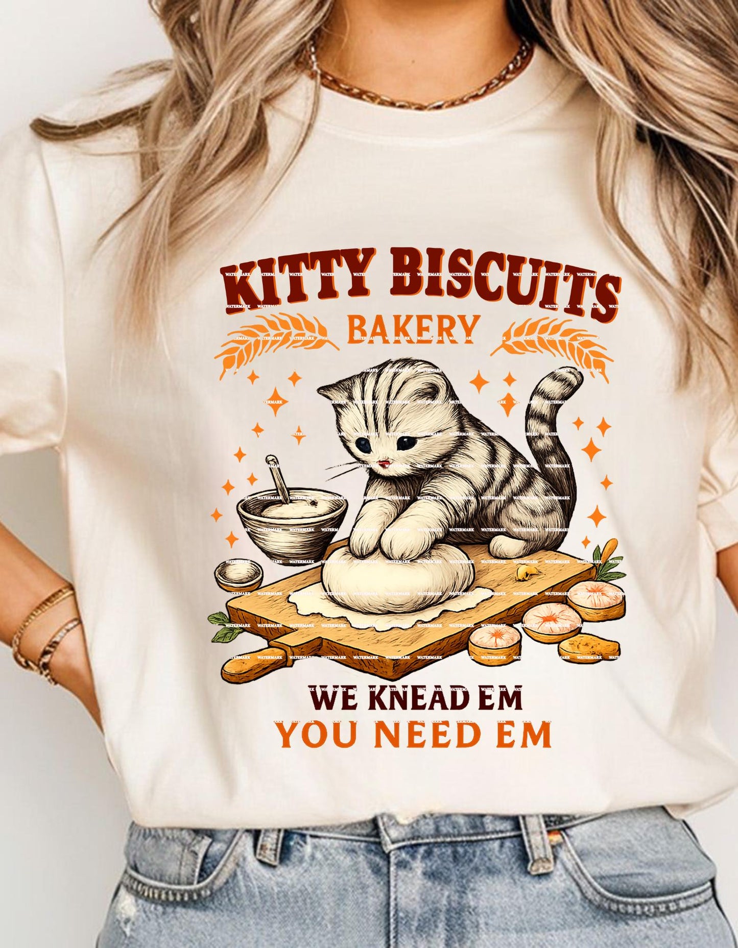 Kitty Biscuits Bakery Shirt design Png, Cute Baking Cat Shirt Png, We Knead Em You Need Em Tee, Cat Baker Graphic, Funny Baking Pun Shirt