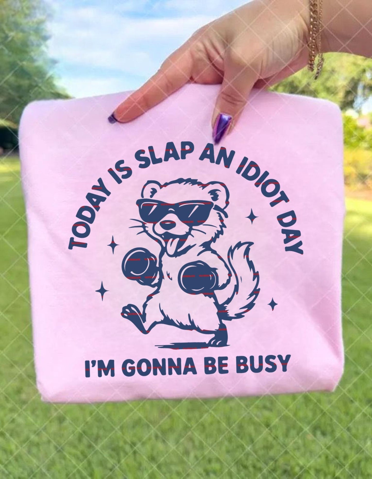Today Is Slap An Idiot Day Funny Animal Shirt, Sassy Raccoon Meme Design, Sarcastic Humor Quote, Retro Cartoon Graphic, Funny gift ideas Png