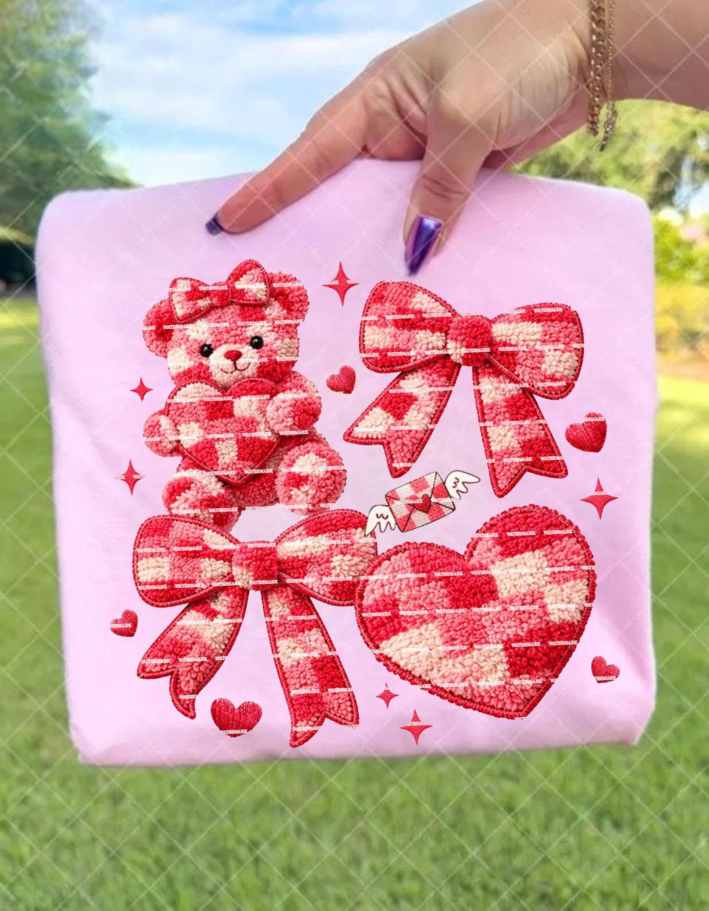 Teddy Bear Bow PNG, Cute Valentine Sublimation Design, Patchwork Heart Bow Artwork, Kids Love Graphic, Baby Shower Gift Art, Valentine gift