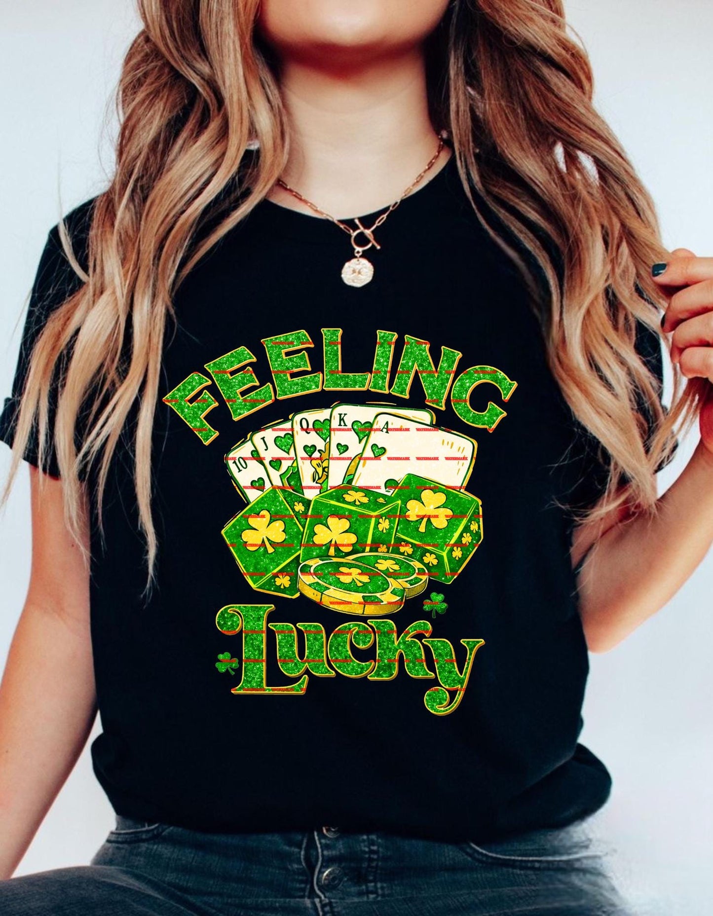 Feeling Lucky PNG, St Patrick Day Lucky Design, Casino Gambling Shamrock Art, Irish Clover Dice Cards, Lucky Sublimation PNG, Lucky shirt