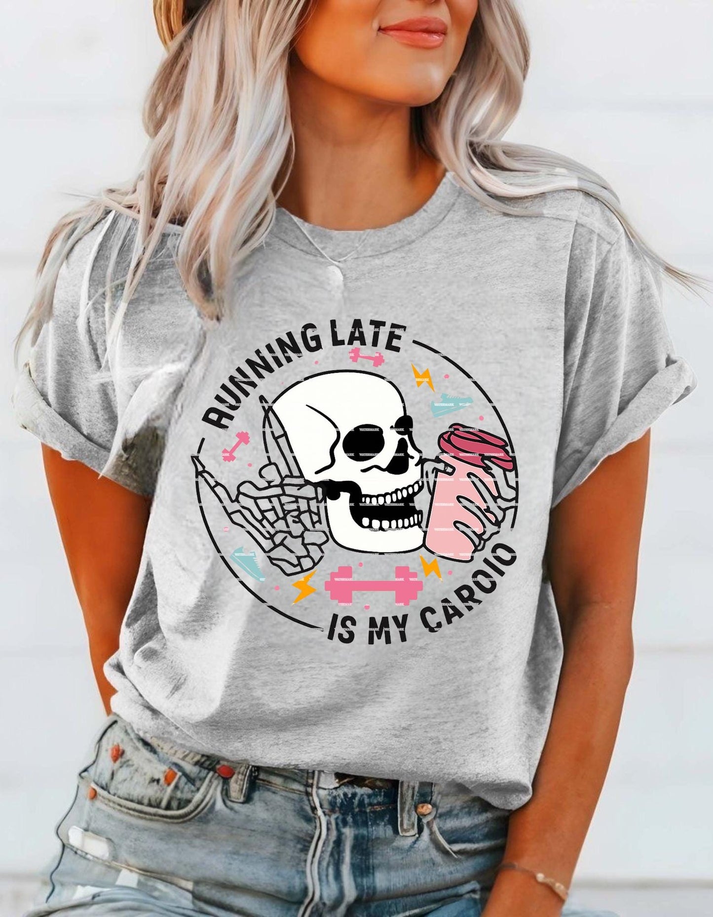 Running Late Is My Cardio PNG, Funny Workout Quote Design, Skeleton Gym Shirt PNG, Sarcastic Fitness Saying, Sublimation PNG, Office shirt