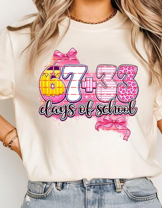 100 Days of School Girl PNG, 67 + 33 Cute Pink Bow Design, Sublimation Cricut File, Teacher 100 day school