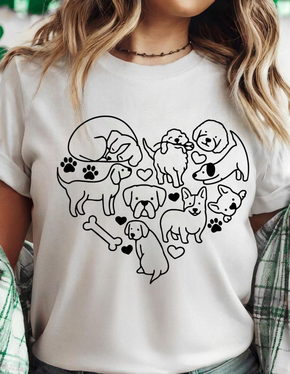 Dog Lovers Heart SVG PNG, Cute Dog Line Art, Puppy Illustration Design, Pet Love Graphic, Sublimation Print, Cricut File, Dog shirt png