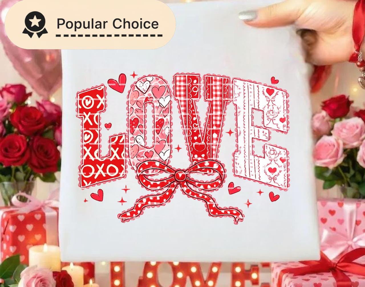 Patchwork Love PNG, Valentine’s Day Love Graphic, Red Hearts Bow Design, Cute Romantic Sublimation, Digital Download, Bow love png, Xoxo png