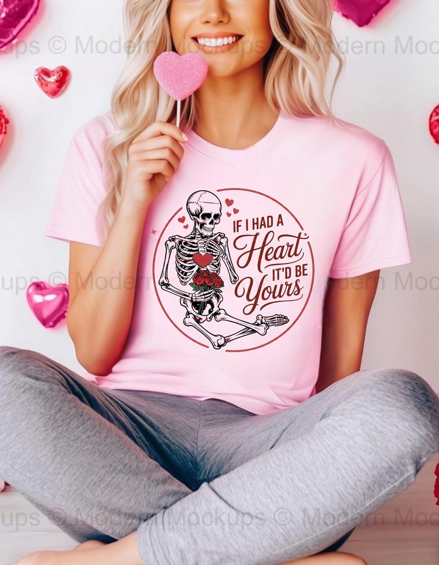 If I Had a Heart Itd Be Yours PNG, Gothic Love Quote Art, Skeleton Rose Heart Design, Dark Valentine Gift