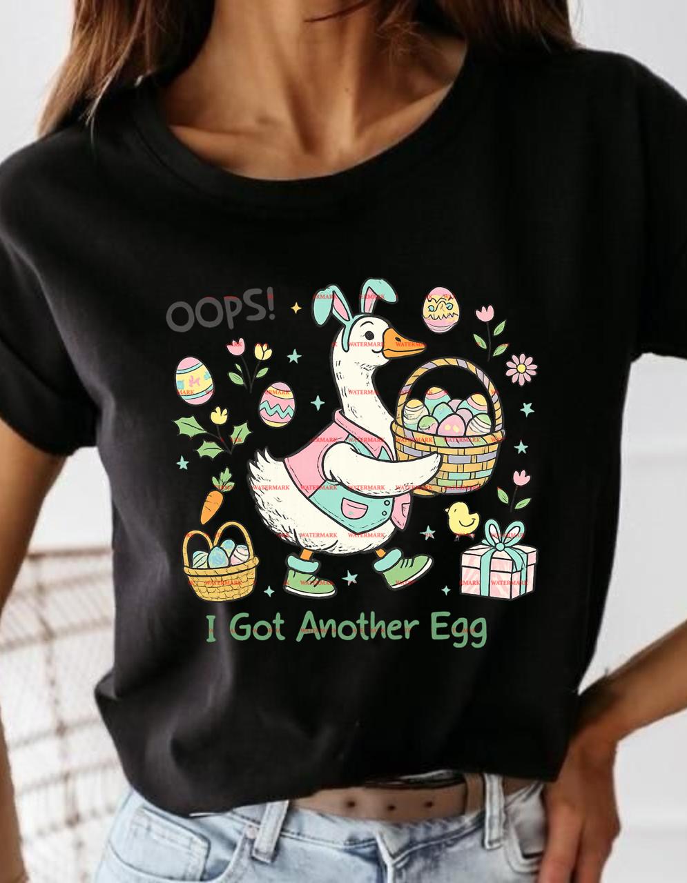 Funny Easter Duck Design, Oops I Got Another Egg PNG, Cute Bunny Duck Easter Clipart for Shirts, Kids Easter Graphic.