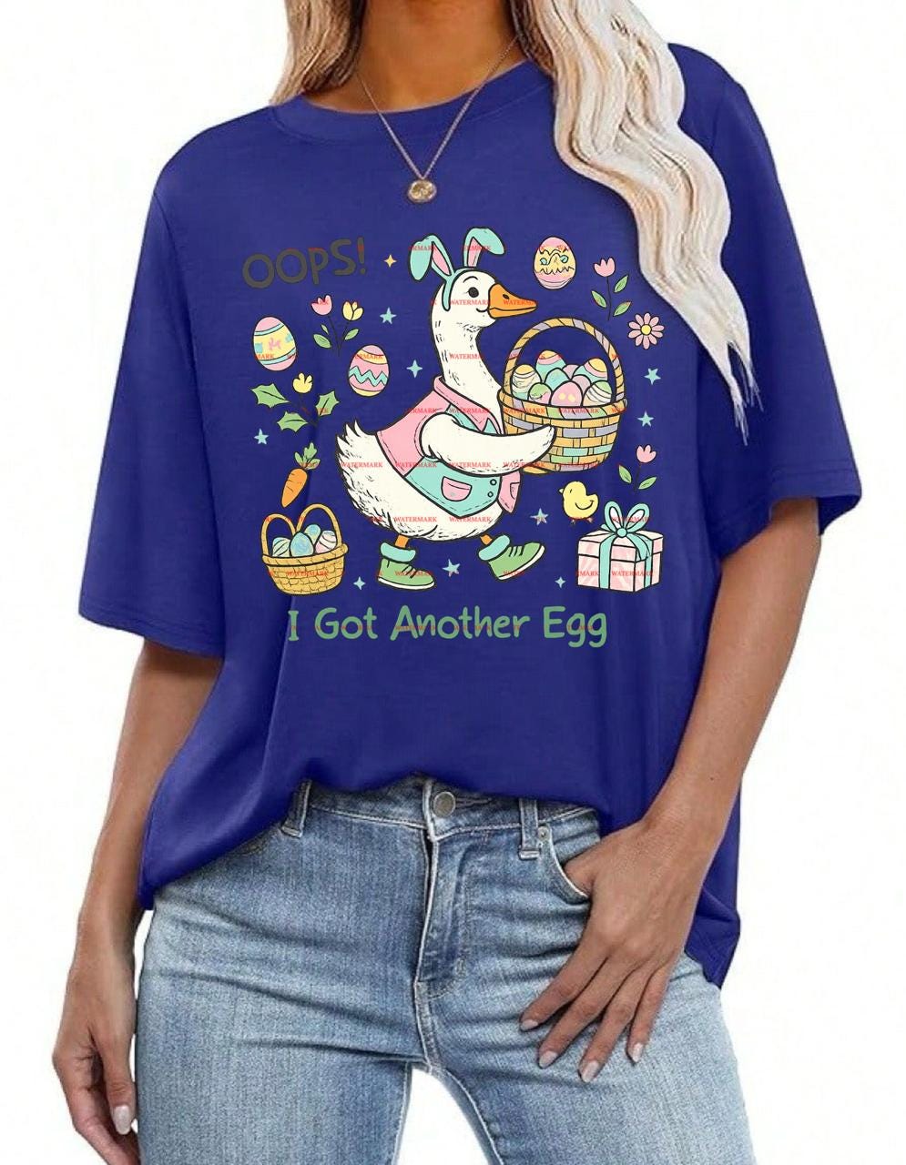 Funny Easter Duck Design, Oops I Got Another Egg PNG, Cute Bunny Duck Easter Clipart for Shirts, Kids Easter Graphic.