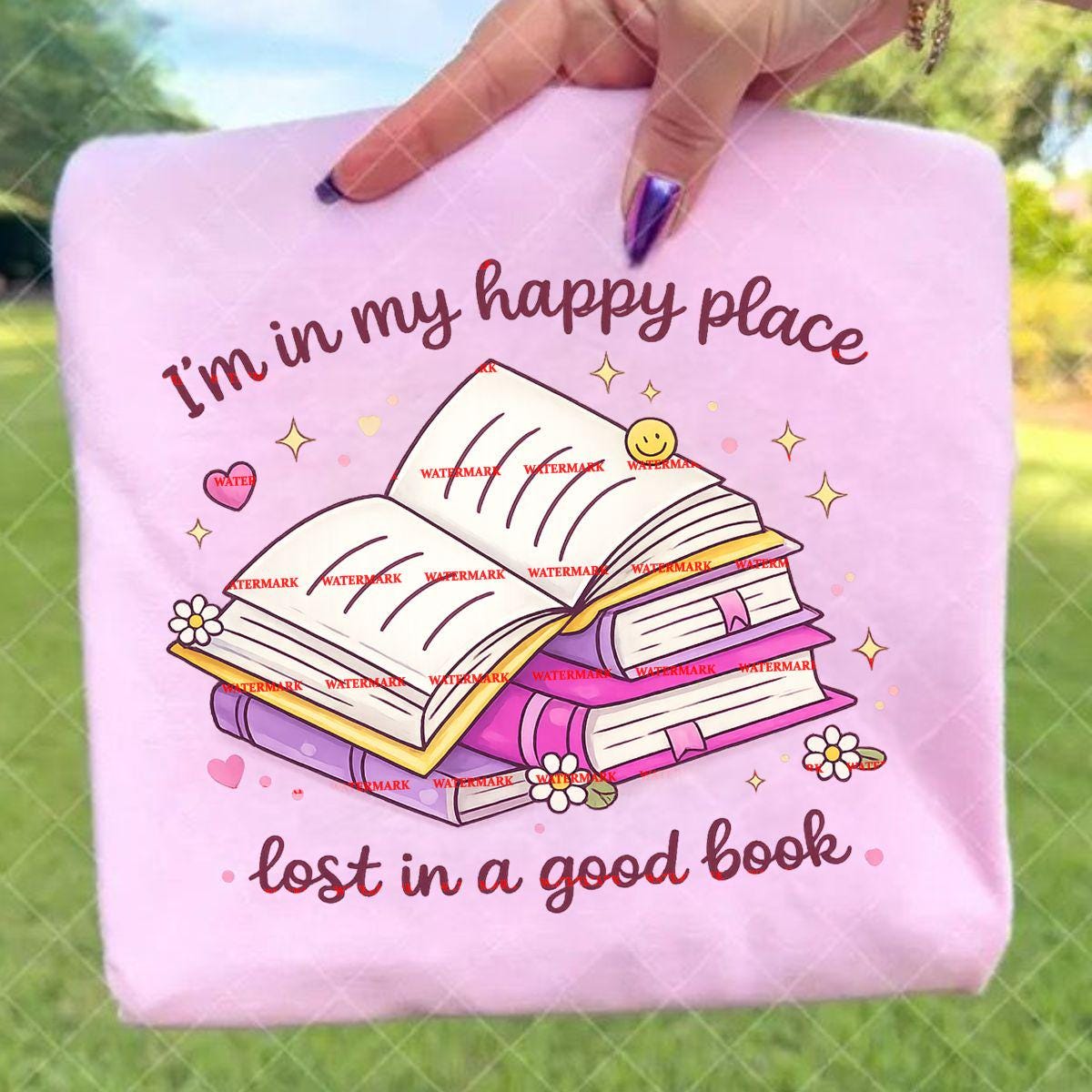 I’m In My Happy Place Lost In A Good Book Shirt Png file, Cute Reading Quote Book Lover Gift, Cozy Reader Aesthetic, Book nerd, Booktrovert