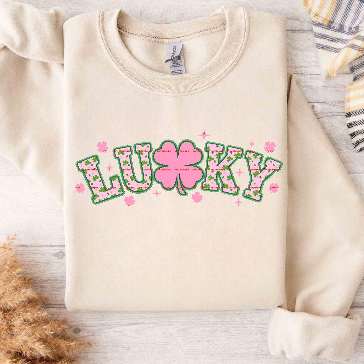 Lucky Clover Varsity PNG, St Patrick’s Day Sweatshirt Design, Shamrock Floral Lettering, Irish Lucky Shirt Sublimation, Saint Patricks PNG